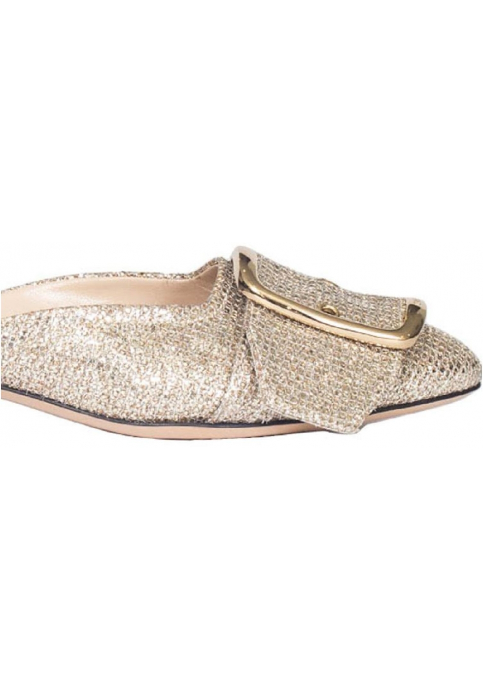 Casadei close slippers in platinum leather glitter - Italian Boutique