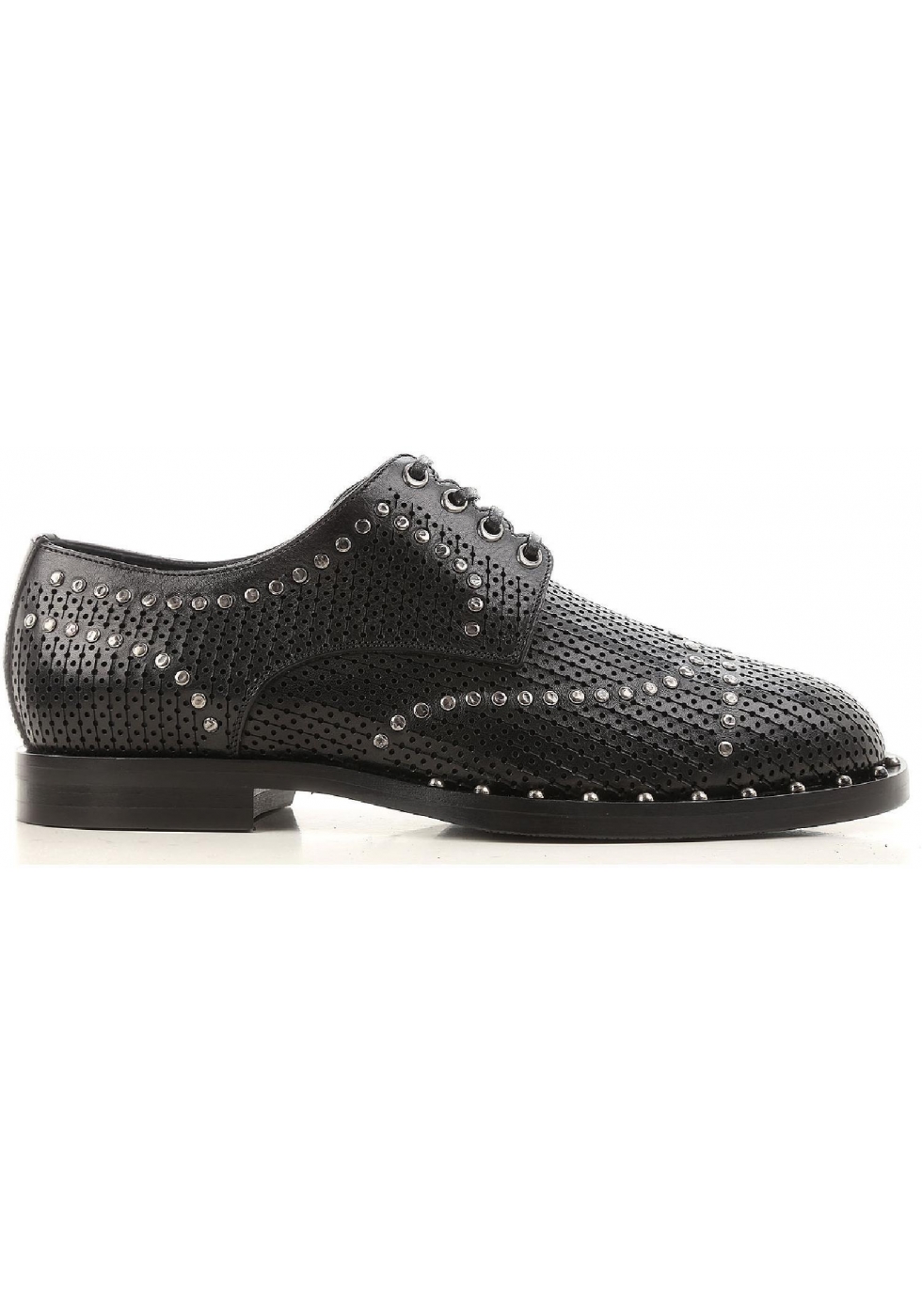 Dolce&Gabbana men's laser cut lace-up in black leather - Italian Boutique