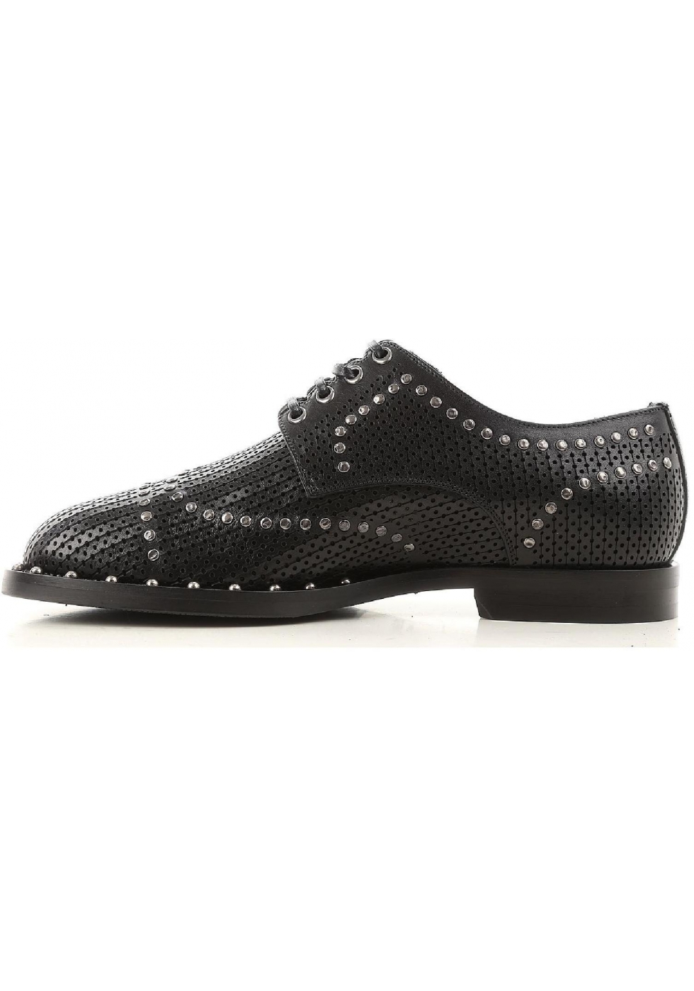 Dolce&Gabbana men's laser cut lace-up in black leather - Italian Boutique