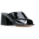 Maison Margiela high heel slide sandals in black patent leathr