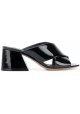 Maison Margiela high heel slide sandals in black patent leathr