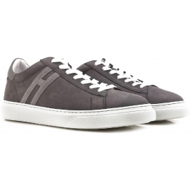 Hogan men's low top sneakers shoes in grey suede