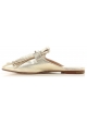 Tod's flat close slide sandals shoes in gold metllic leather