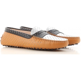 Tod's women's driving moccasins shoes in multicolor leather