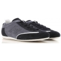 Hogan low men's sneakers in gray and blue suede leather