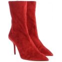 Aquazzura women's midcalf booties in Medium Red Suede leather