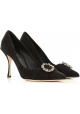 Dolce&Gabbana women's classic pumps in black Leather with zircons