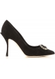 Dolce&Gabbana women's classic pumps in black Leather with zircons