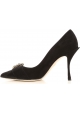 Dolce&Gabbana women's classic pumps in black Leather with zircons