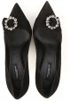 Dolce&Gabbana women's classic pumps in black Leather with zircons