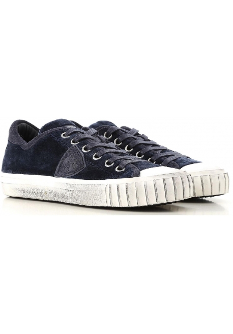 Philippe Model women's sneaker in blue calf lethar with white rubber sole