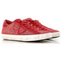 Philippe Model women's sneaker in red calf lethar with white rubber sole