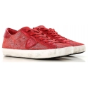 Philippe Model women's sneaker in red calf lethar with white rubber sole