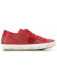 Philippe Model women's sneaker in red calf lethar with white rubber sole