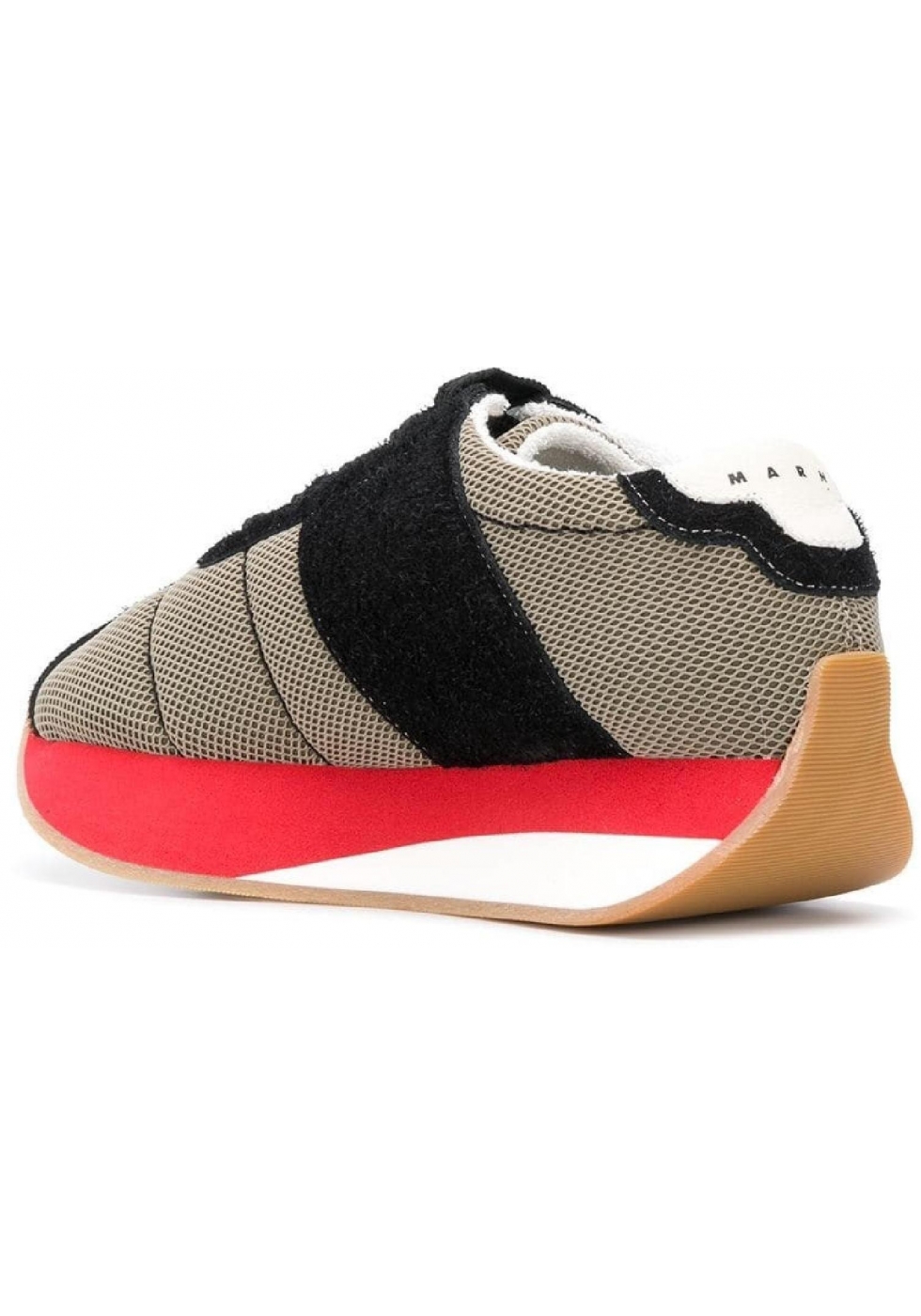 Marni Woman sneakers in beige fabric with high red rubber sole ...