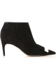 Sergio Rossi women's ankle boot in black suede with metal buckle on the tip