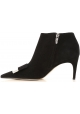 Sergio Rossi women's ankle boot in black suede with metal buckle on the tip