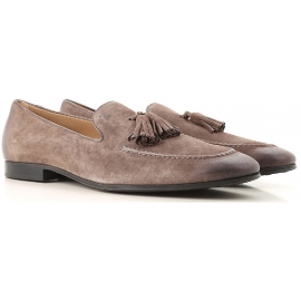 Tod's men's tassel loafer in Medium Gray Suede leather