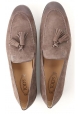 Tod's men's tassel loafer in Medium Gray Suede leather