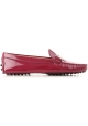 Tod's women's moccasins in Dark Pink Patent Leather with metal buckle