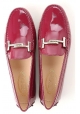 Tod's women's moccasins in Dark Pink Patent Leather with metal buckle
