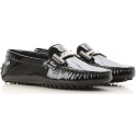 Tod's women's moccasins in black Patent Leather with metal buckle