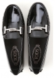 Tod's women's moccasins in black Patent Leather with metal buckle