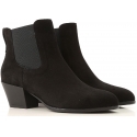 Hogan women's heeled ankle boots shoes in black suede leather