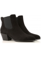 Hogan women's heeled ankle boots shoes in black suede leather