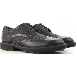 Tod's DERBY BUCATE man's lace-ups in leather and black fabric with brogue