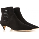 Tod's CUOIO STIV women's black suede booties with pointed toe and low heel