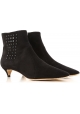 Tod's CUOIO STIV women's black suede booties with pointed toe and low heel