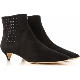 Tod's CUOIO STIV women's black suede booties with pointed toe and low heel