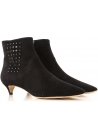 Tod's CUOIO STIV women's black suede booties with pointed toe and low heel