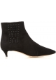 Tod's CUOIO STIV women's black suede booties with pointed toe and low heel