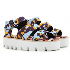 MSGM wedges sandals shoes in multicolor fabric