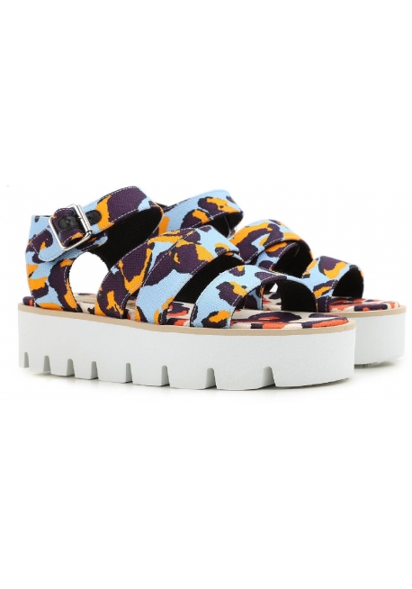 MSGM wedges sandals shoes in multicolor fabric