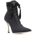 Dolce&Gabbana Women's lace-up stiletto ankle boots shoes in black Tech fabric