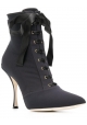 Dolce&Gabbana Women's lace-up stiletto ankle boots shoes in black Tech fabric