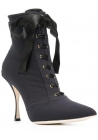 Dolce&Gabbana Women's lace-up stiletto ankle boots shoes in black Tech fabric