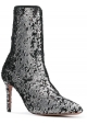 Aquazzura Women's stretch ankle stiletto booties in silver Glitter fabric