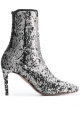 Aquazzura Women's stretch ankle stiletto booties in silver Glitter fabric