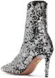 Aquazzura Women's stretch ankle stiletto booties in silver Glitter fabric