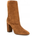 Aquazzura Women's mid-calf square heeled booties in Light Brown Suede leather