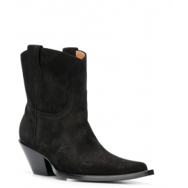 Maison Margiela Women's mid-calf western booties in black Suede leather