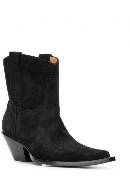 Maison Margiela Women's mid-calf western booties in black Suede leather