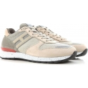 Hogan men's low top sneakers shoes in beige leather