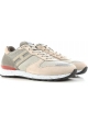 Hogan men's low top sneakers shoes in beige leather