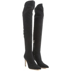Sergio Rossi woman's over the knee boots in black suede with stilettos