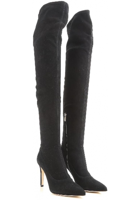 the knee boots in black suede 